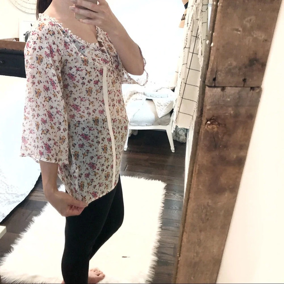 DECREE small oversized floral boho peasant blouse - Picture 2 of 4